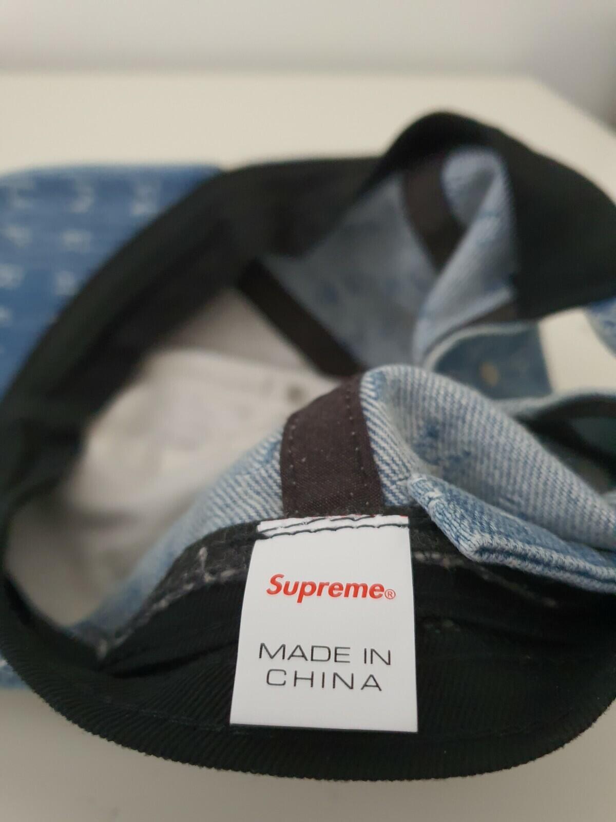 Gorra de 6 paneles de mezclilla con logotipos de Jacquard Supreme SS20, color azul