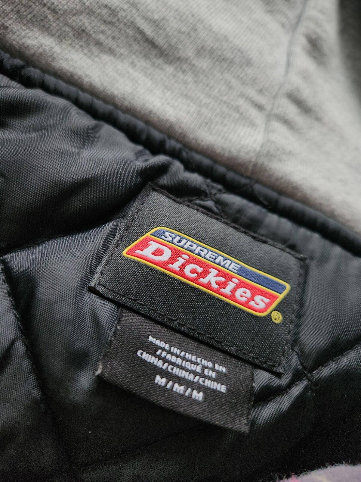 FW23 Supreme Dickies Plaid Hooded Zip Up Shirt size M medium black top flannel