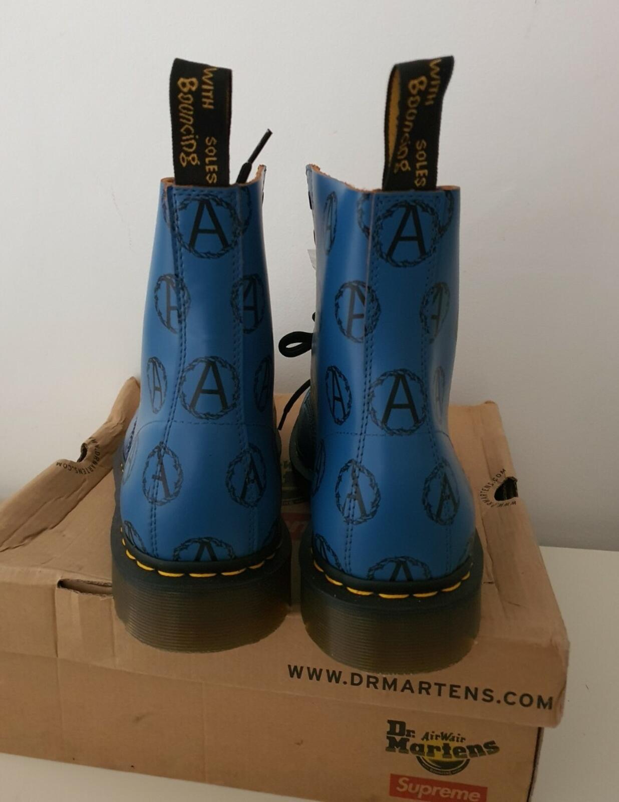 FW16 Supreme Undercover Dr. Martens 8-Eye anarchy blue boots UK 10 EUR 45 US 11
