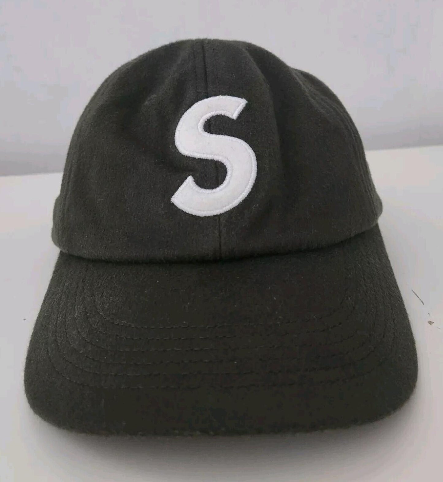 FW21 Supreme Loro Piana Wool S Logo 6-panel cap Olive Hat Italian Fabric