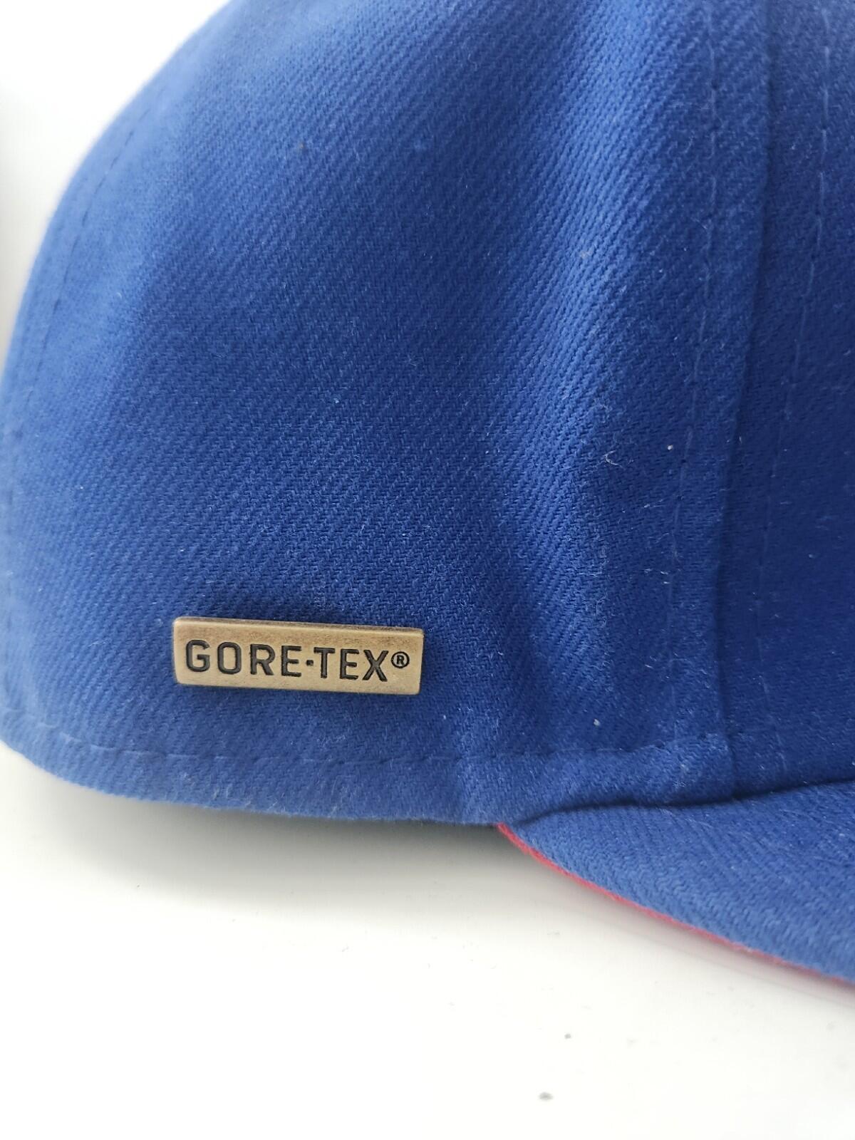 FW13 Supreme GORE-TEX Box Logo New Era Blau Rot Hut Wasserdichte Kappe 7 3/8 Vintage