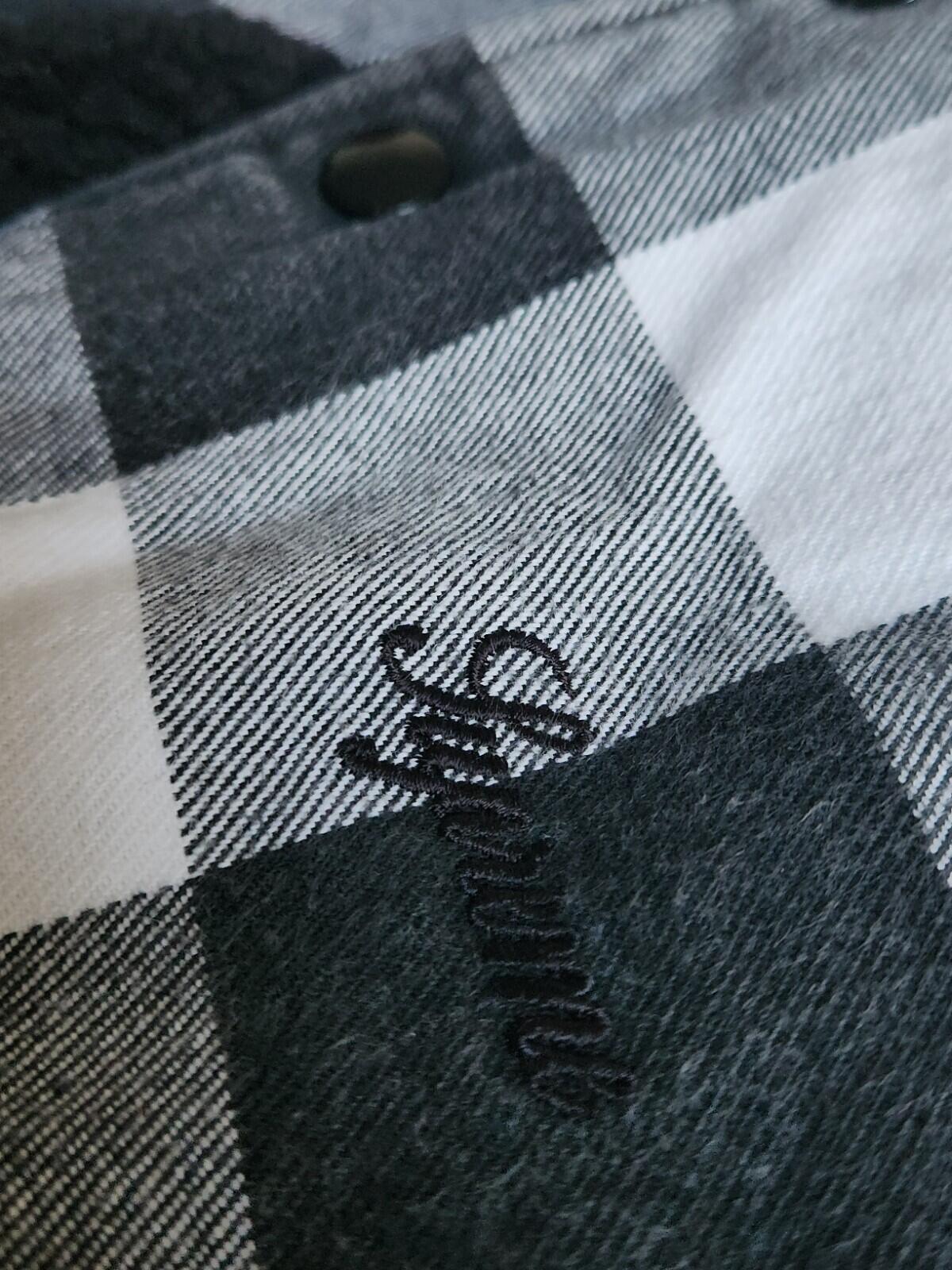 2005 Supreme Plaid Buffalo Jacket Thermal Lining Hooded Shirt Vintage Black M