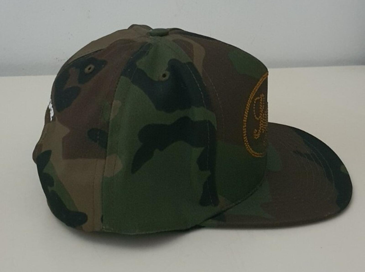 FW17 Supreme Studded Script Logo 5-panel hat Woodland Camo cap camouflage
