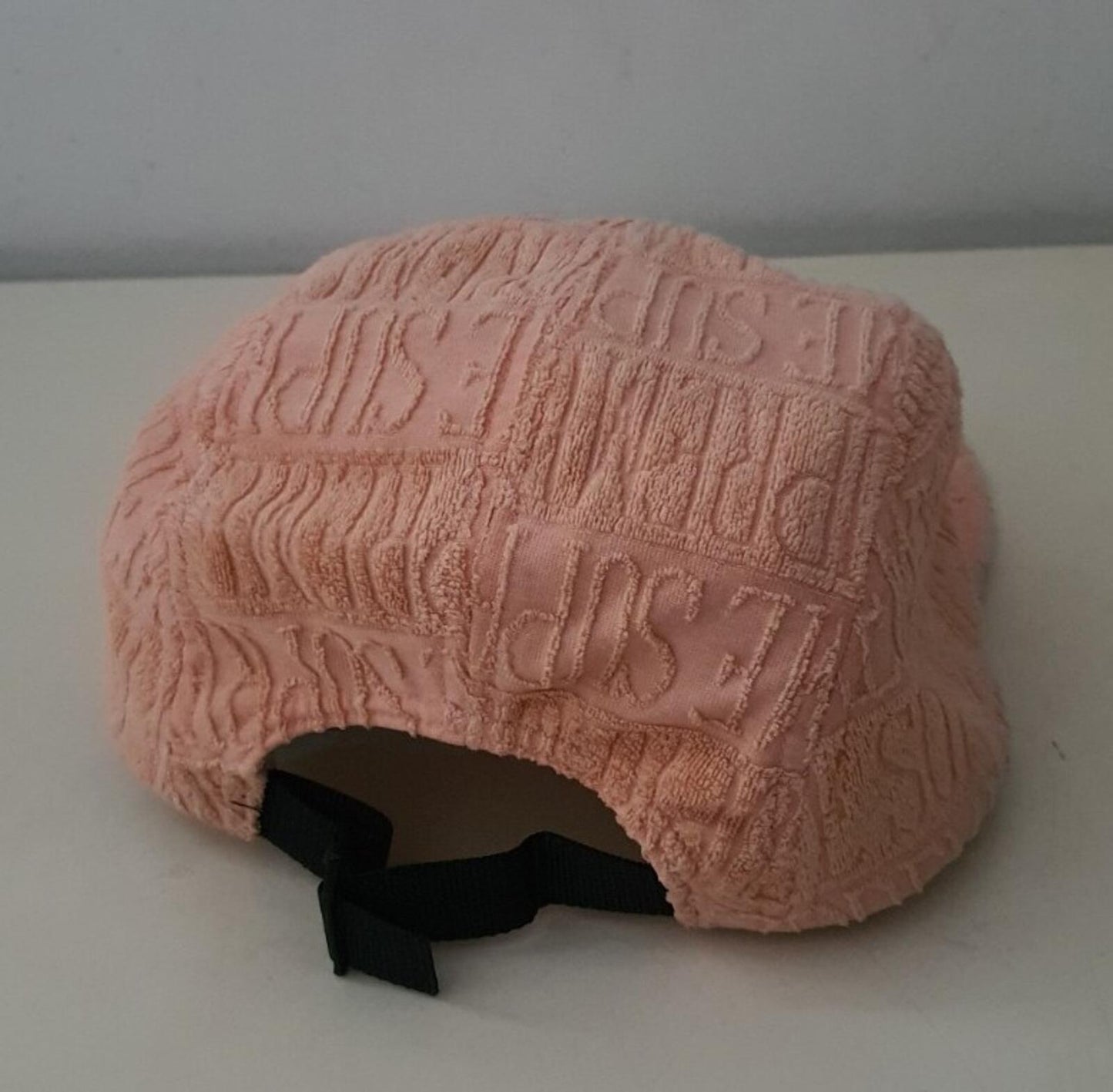 SS17 Supreme Text Stripe Terry Camp Cap Hat peach