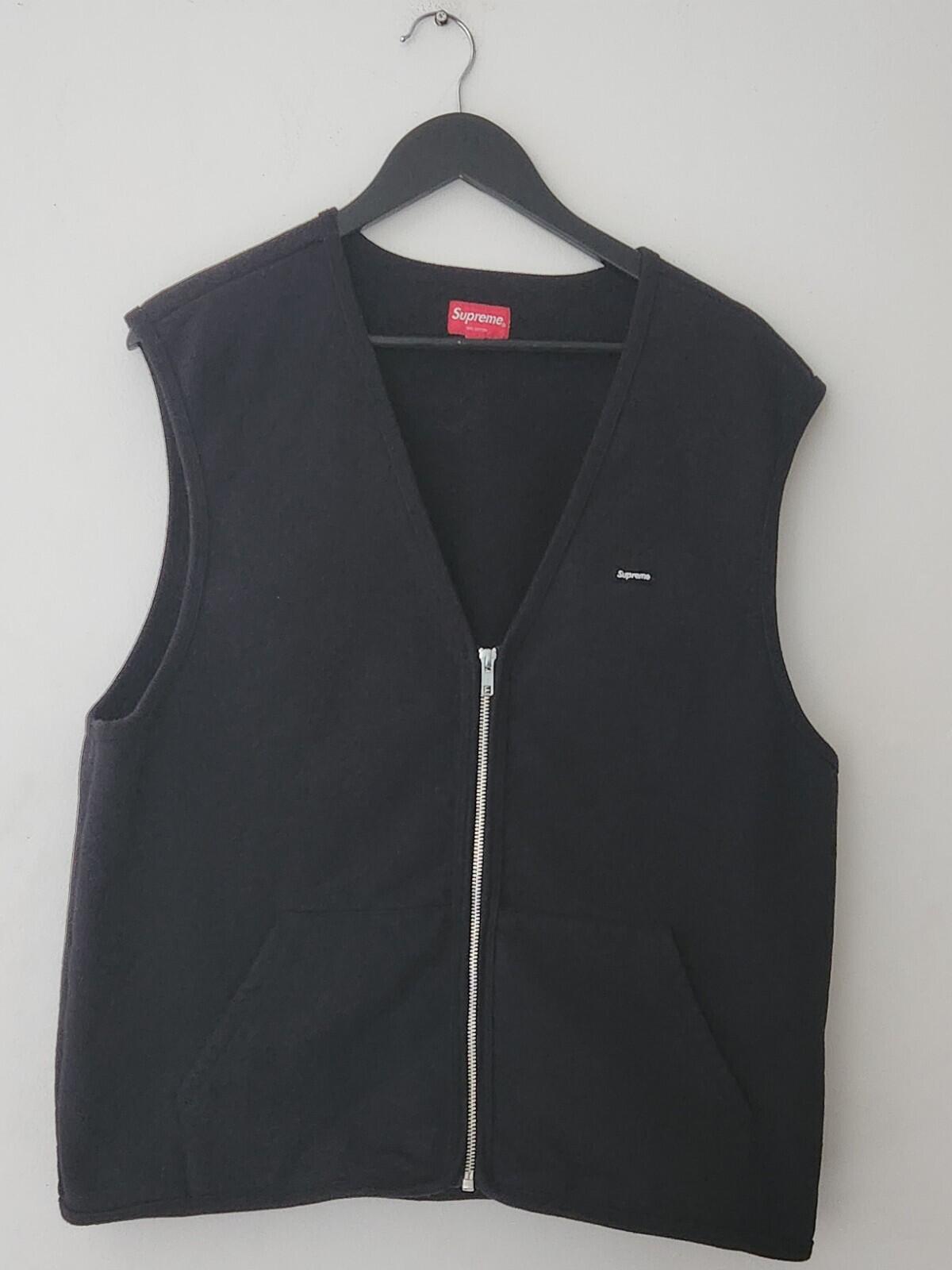 FW20 Supreme Zip Up Sweat Vest Black Size S