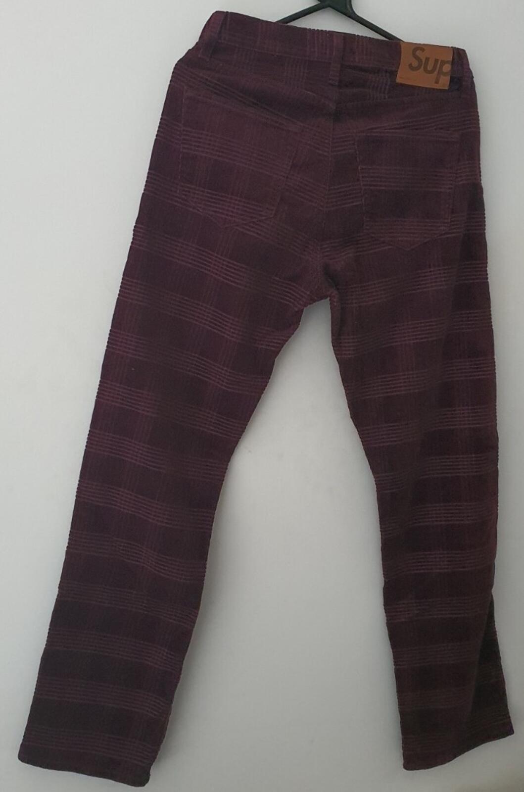 FW14 Supreme Plaid Cord 5 Pocket Pant Burgundy Size 30 W30 L30