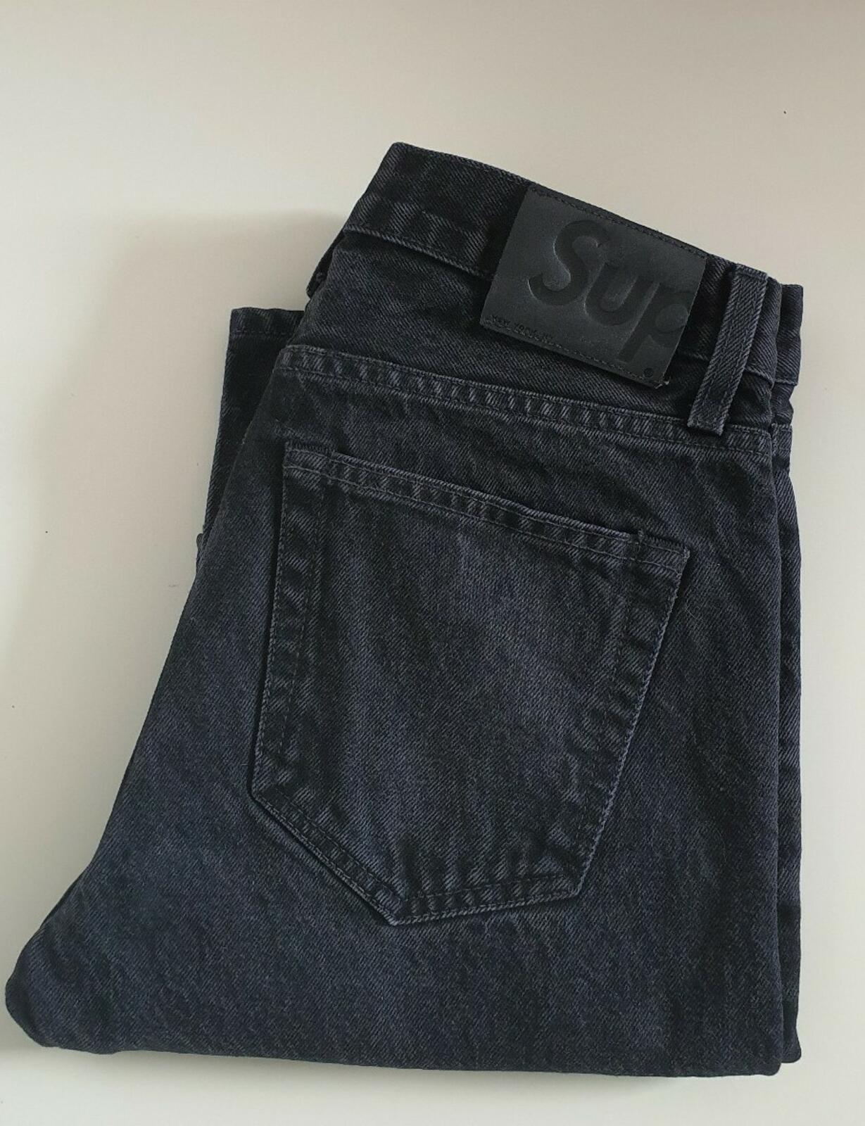 FW16 Supreme Stone Washed Slim Jeans Schwarz Größe 30 W30 L30