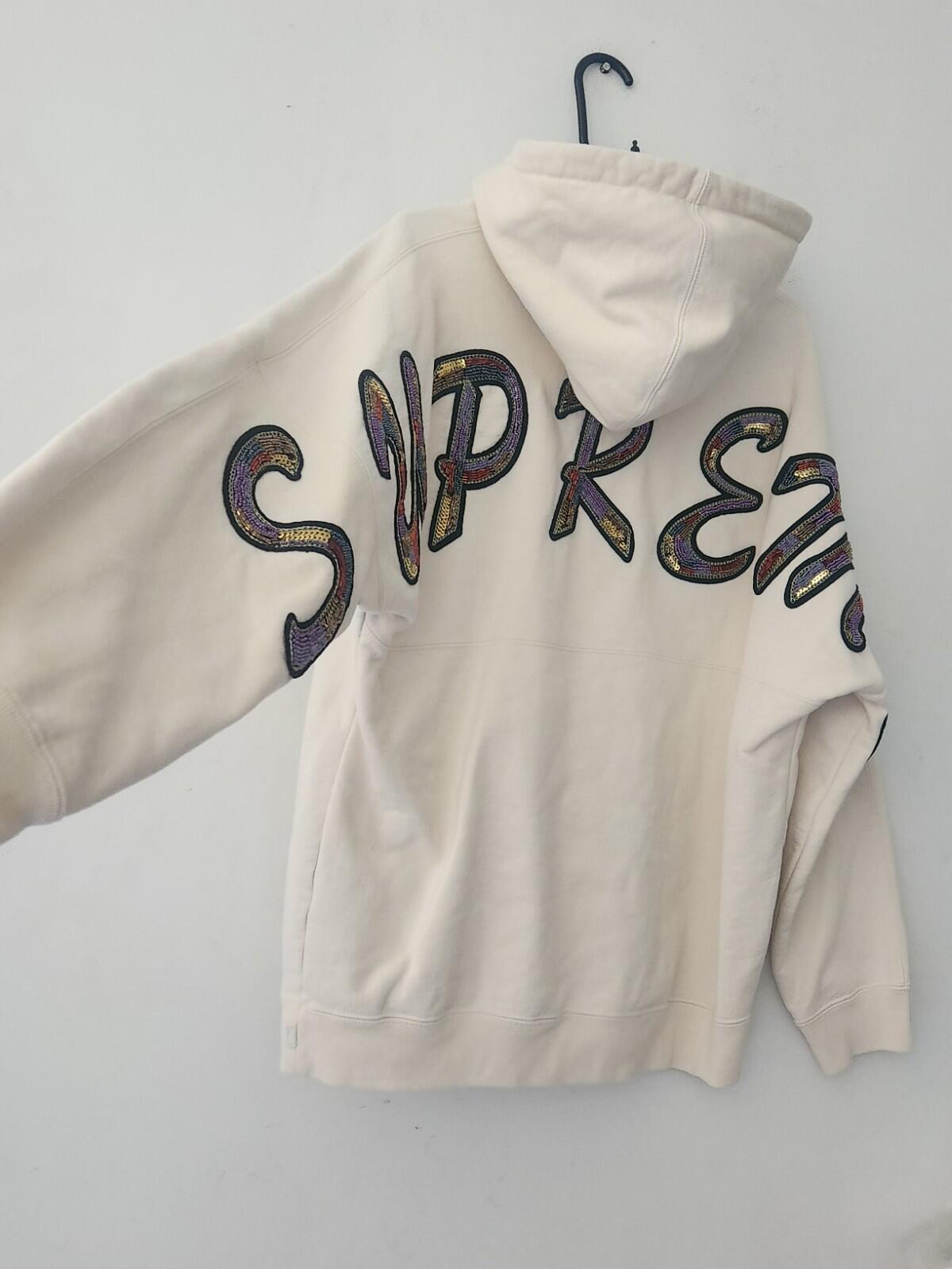 SS22 Supreme Beaded Hooded Sweatshirt Natural Size M