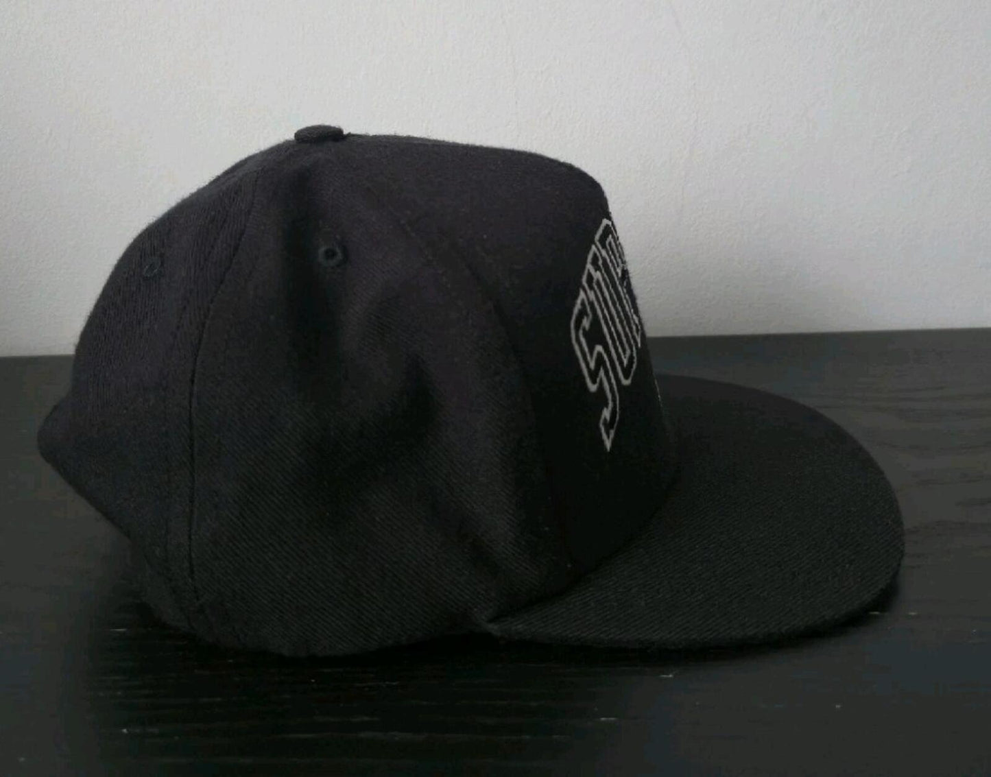 Gorra de 5 paneles Supreme x Champion FW14 con logotipo bordado, color negro