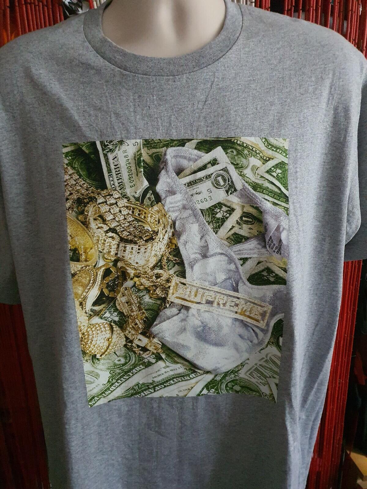 SS20 Supreme Bling camiseta gris jaspeado talla L grande