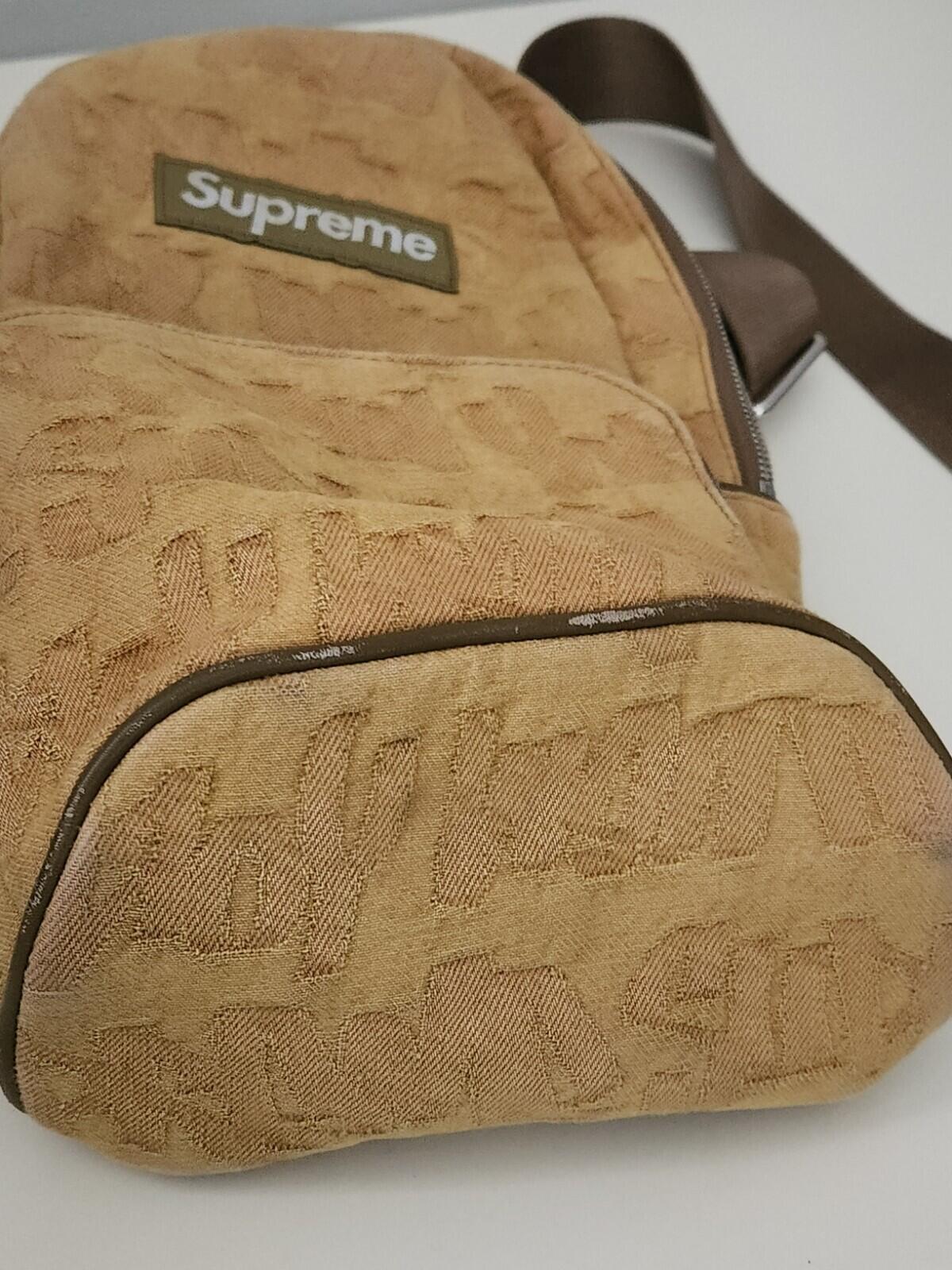 SS22 Supreme Fat Tip Jacquard Denim sling bag Olive 5L