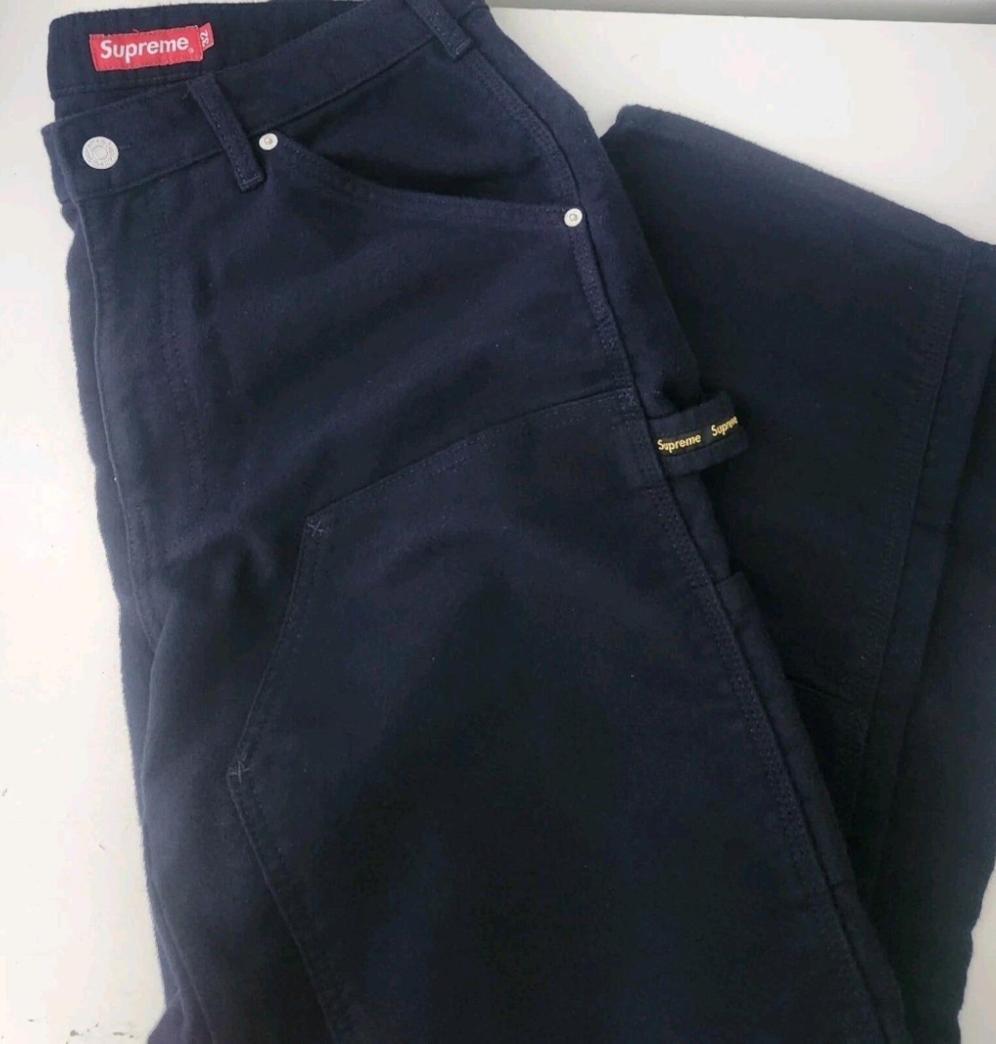 FW22 Supreme Moleskin Double Knee Painter Pant Navy Size M 32 W32 L32