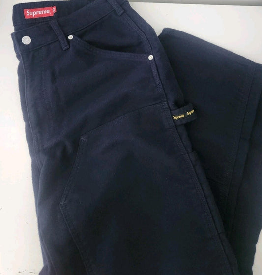 FW22 Supreme Moleskin Double Knee Painter Pant Azul marino Talla M 32 W32 L32