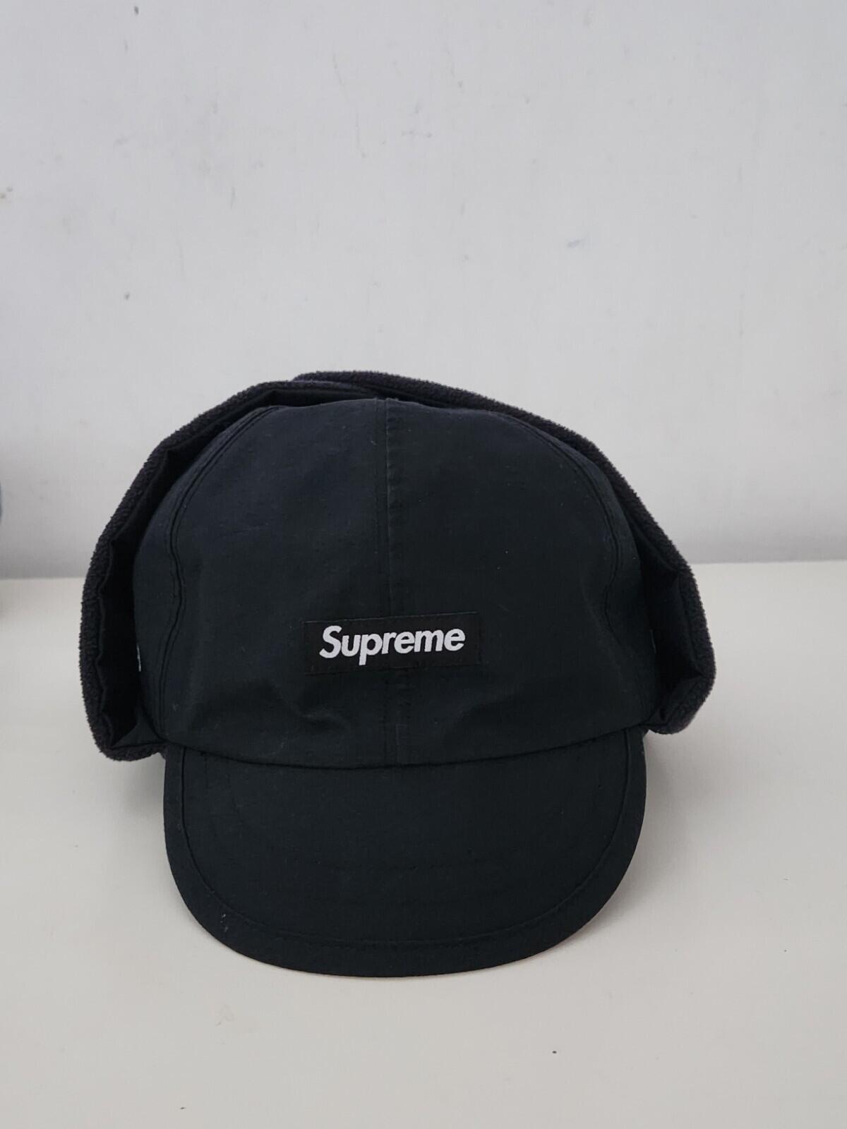 FW23 Supreme GORE-TEX Earflap Polartec Cap Black hat box logo waterproof Fleece