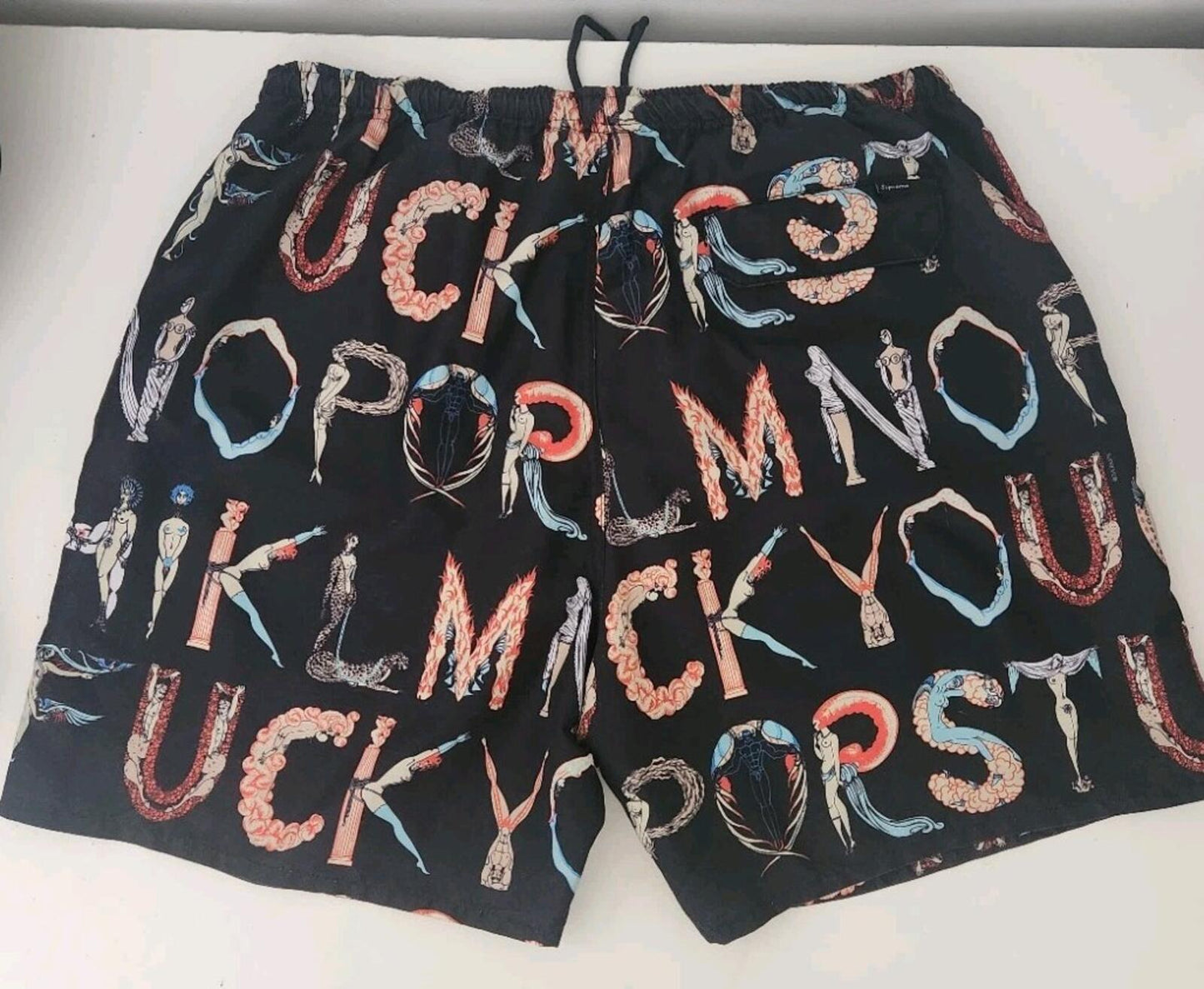 SS18 Supreme Alphabet Water Short Black M Original artwork by Erte. ©Sevenarts
