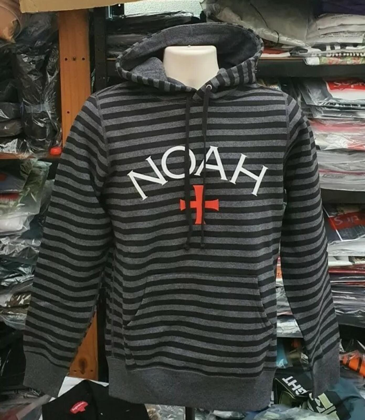 NOAH Mr. Porter Sudadera con capucha y forro polar a rayas, color negro, talla S pequeña, nueva