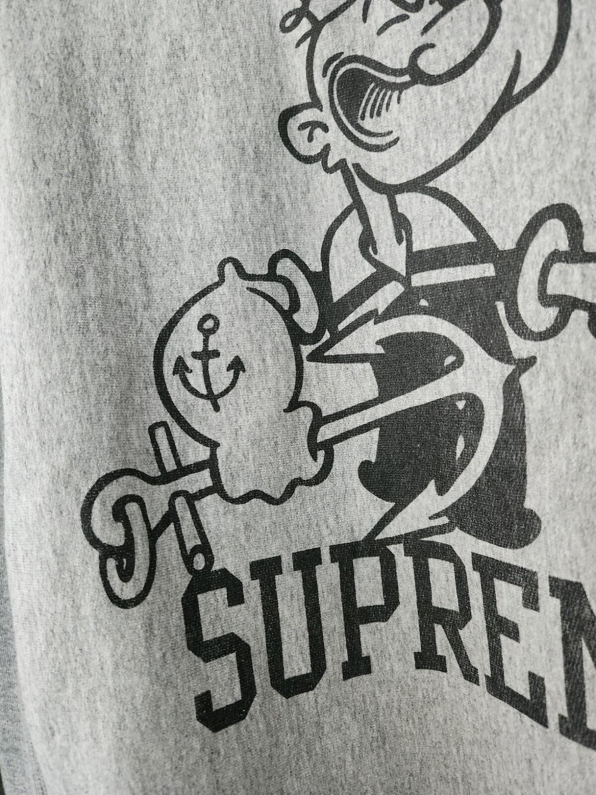 FW10 Supreme Popeye Hooded Sweatshirt L Large hoodie Heather Grey Vintage 2010