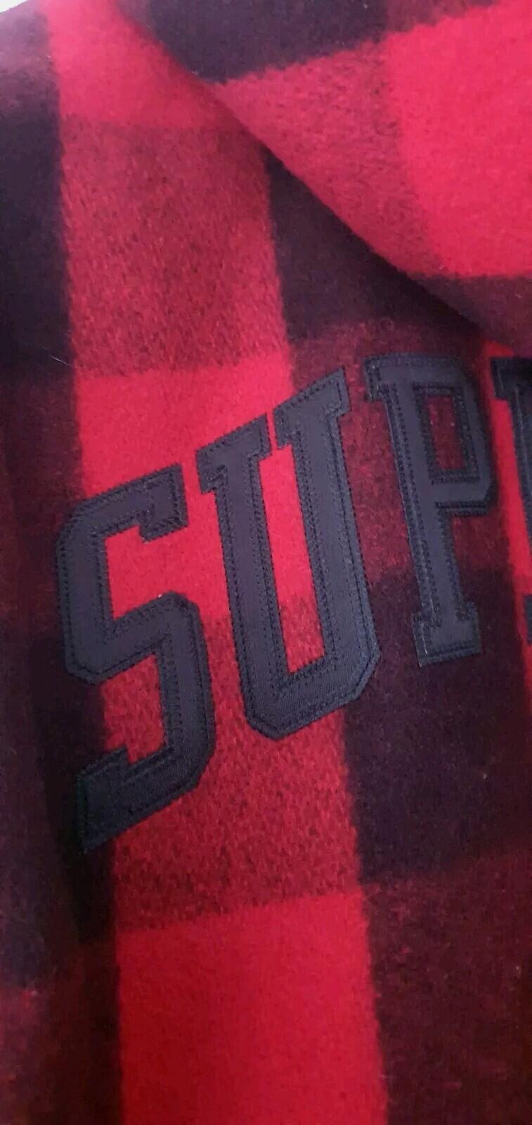 FW15 Supreme Hooded Wool Bomber Jacket Red Size M