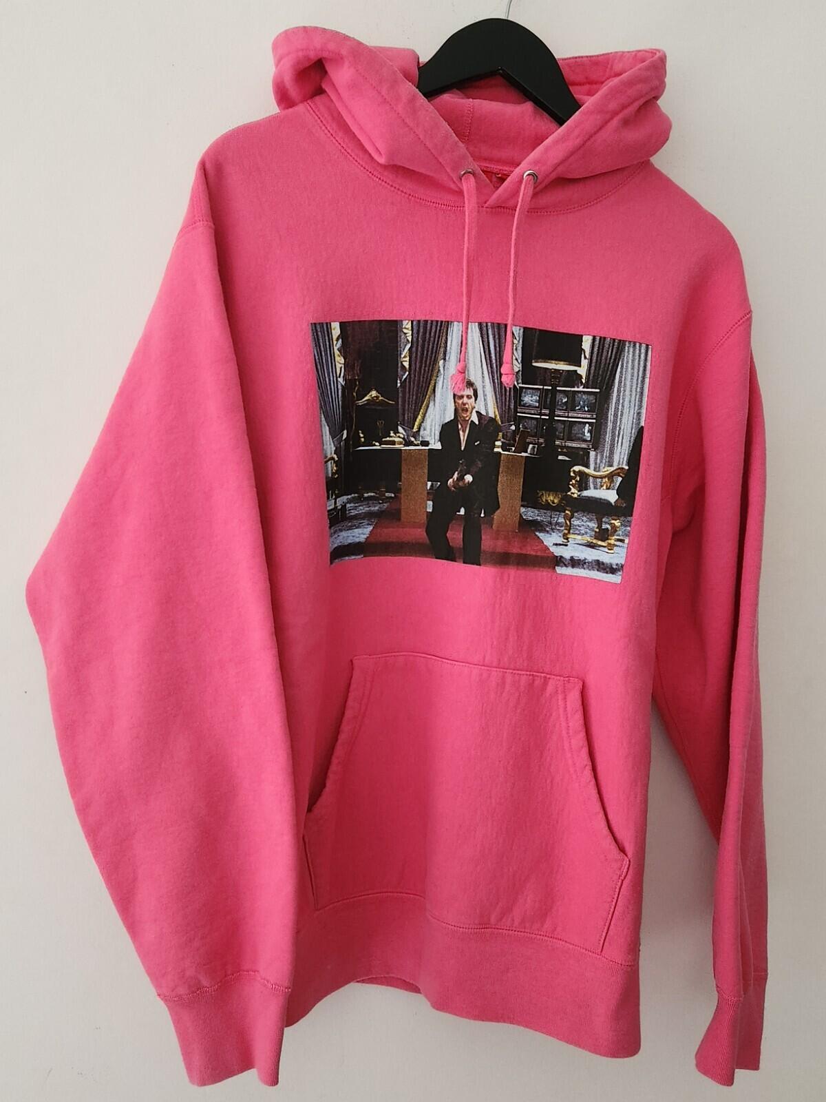 FW17 Supreme x Scarface Friend hooded sweatshirt L Large Pink hoodie Magenta