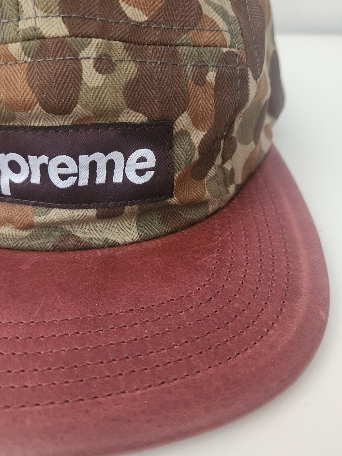 SS12 Supreme Camo Leather Camp Cap Hat Leather Duck