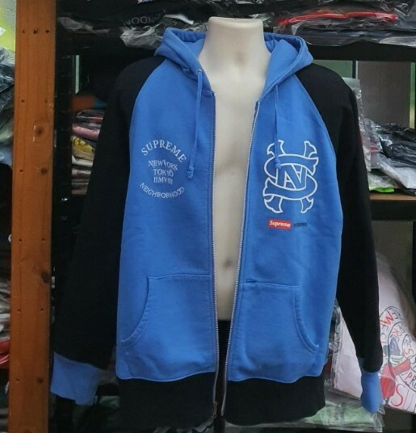 SS09 Supreme Neighborhood Zip Up Hooded Sweatshirt Blue Size XL 4