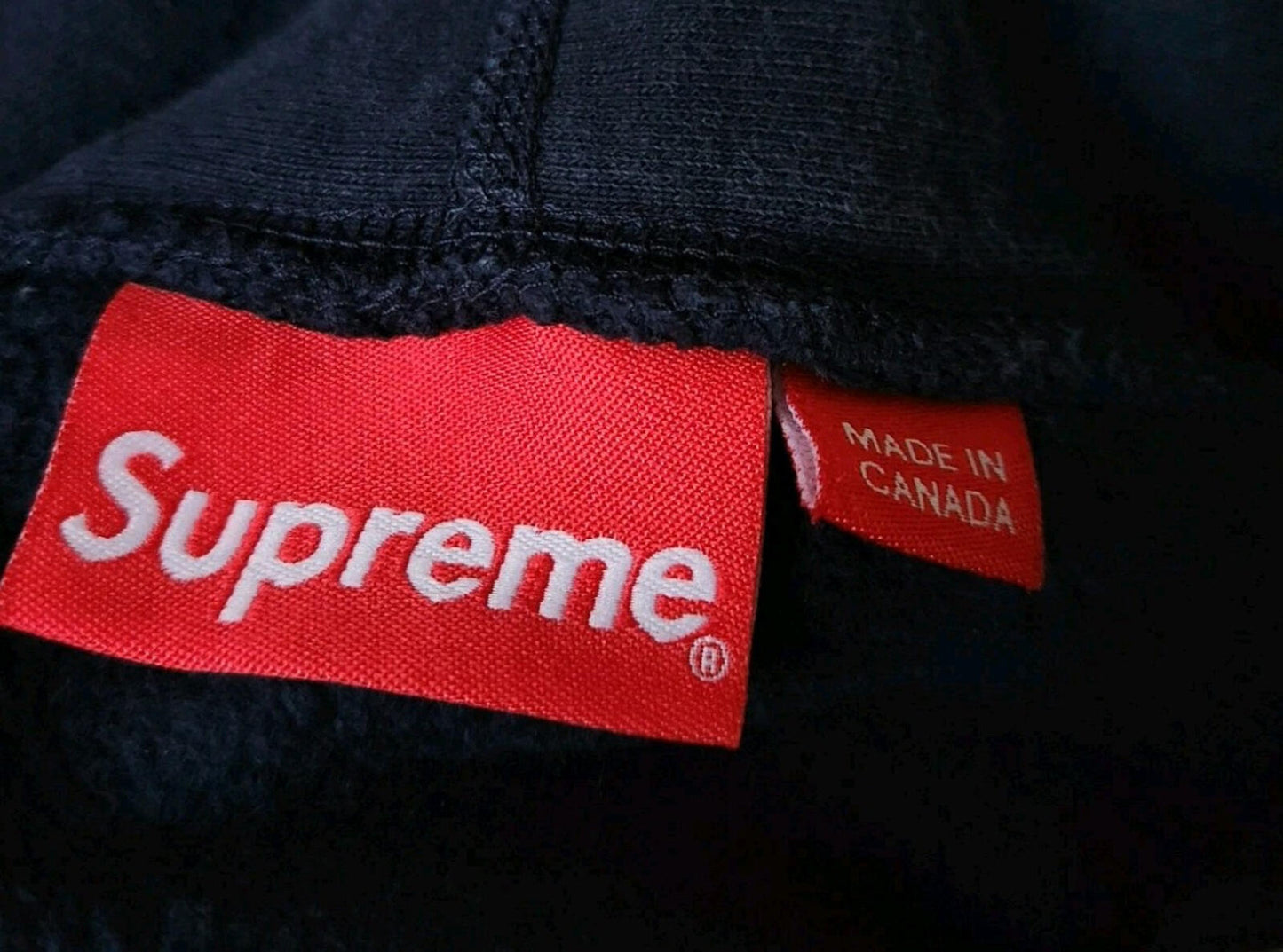 SS17 Supreme Sleeve Patch Hooded Sweatshirt Navy Size M