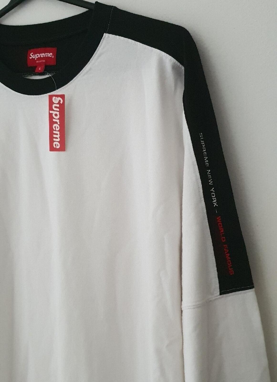 FW18 Supreme Paneled L/S Top Top White tee L large long sleeve T-shirt New