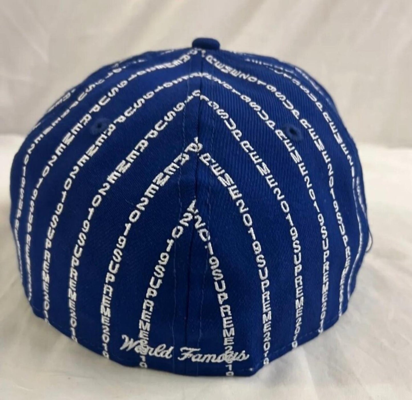 SS19 Supreme Text Stripe New Era Blue Hat Box Logo Wollbaseballmütze