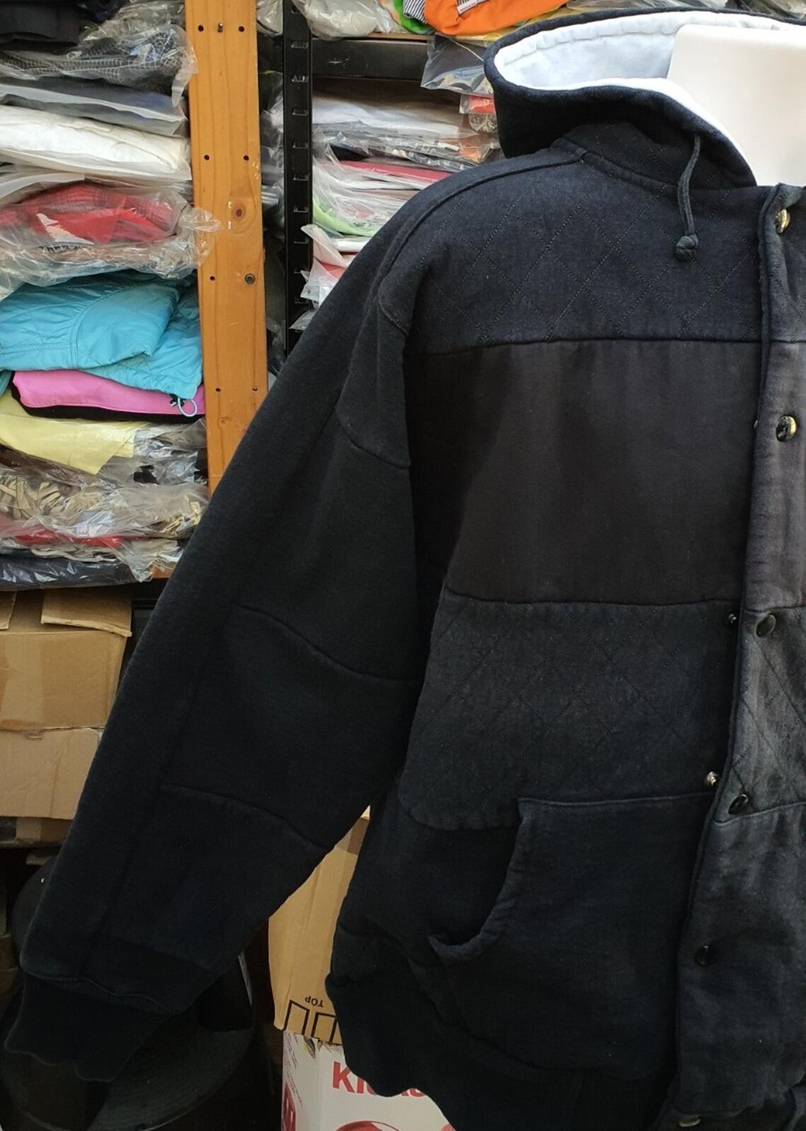 Supreme Vintage Hooded Jacket Heavyweight Paneled Sweatshirt Black Size XL