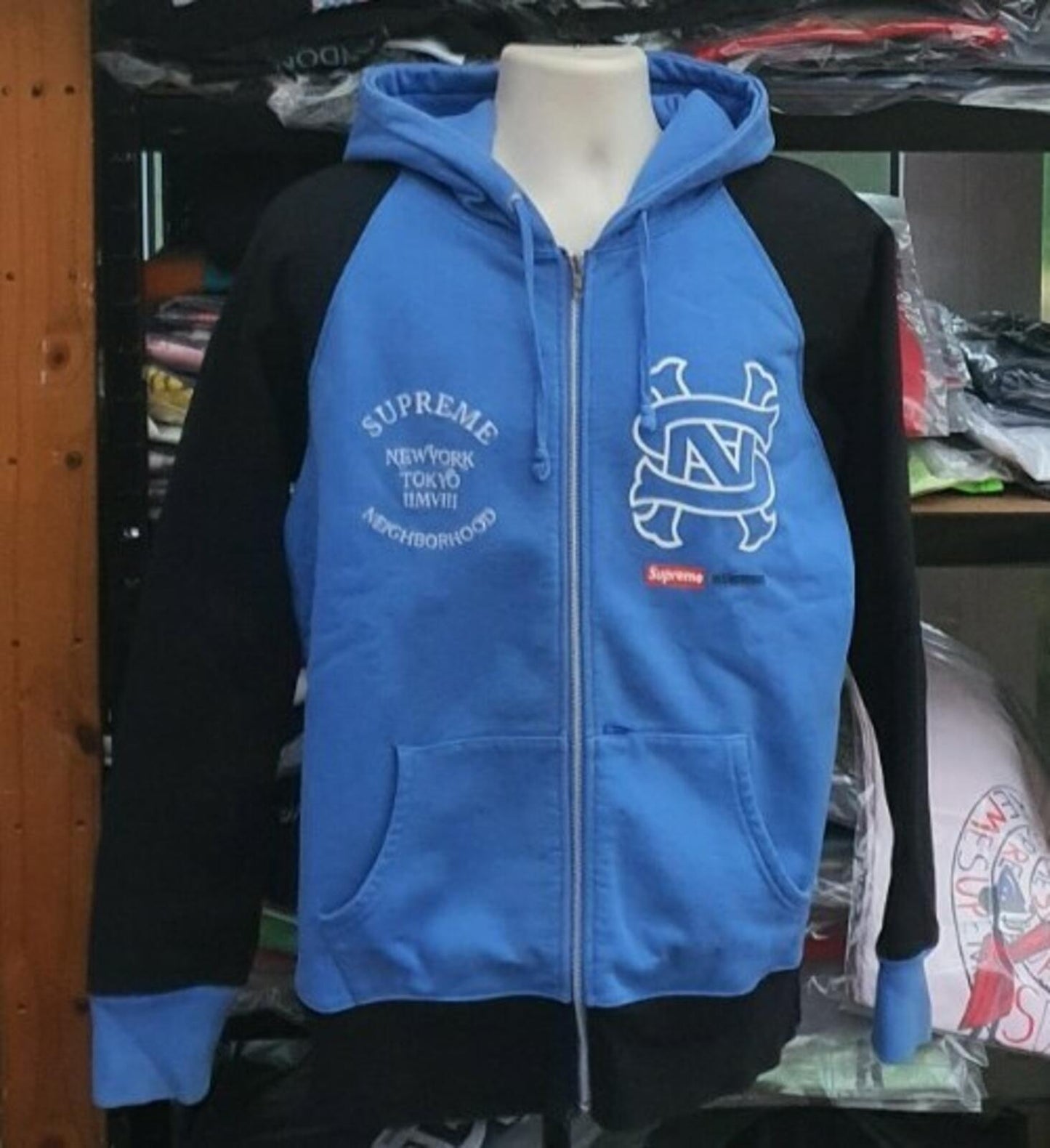 SS09 Supreme Neighborhood Zip Up Hooded Sweatshirt Blue Size XL 4