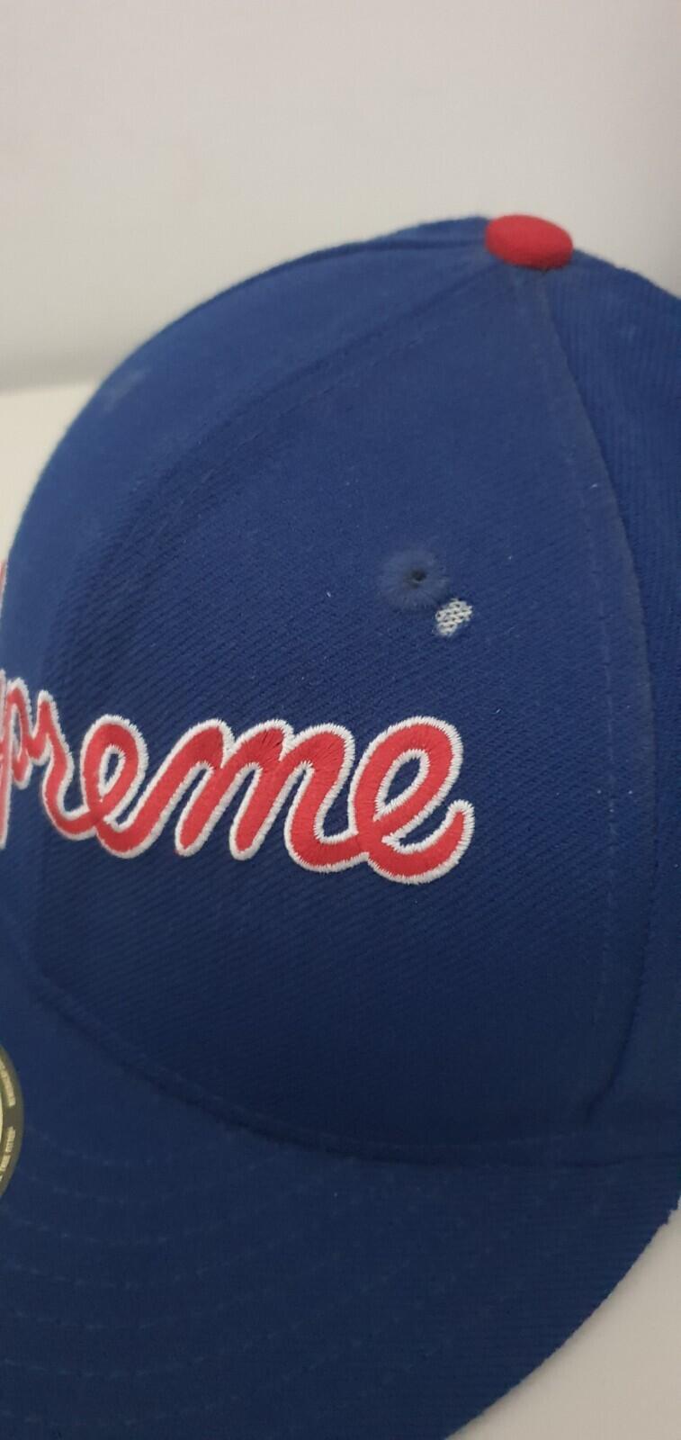 SS12 Supreme NO 1 Script New Era 59fifty fitted cap size 7 1/4 blue hat Vintage
