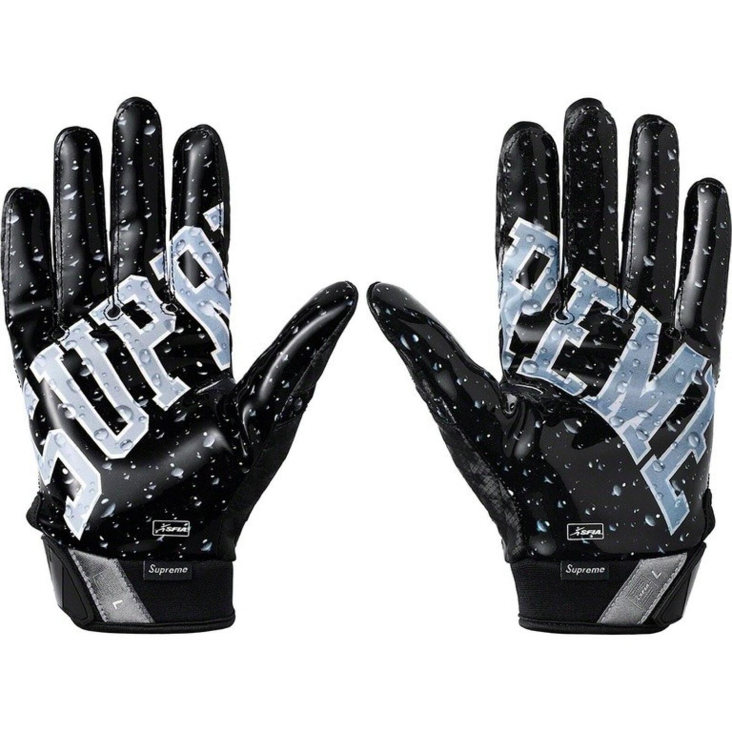 FW18 Supreme x Nike Vapor Jet 4.0 Football Gloves Black Size L