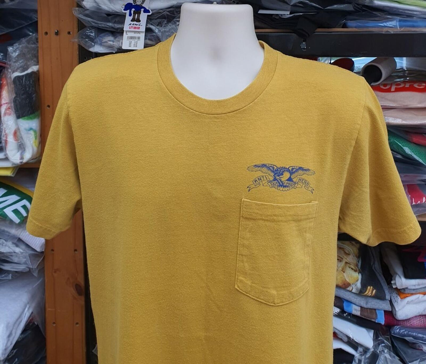 SS16 Supreme x Anti Hero Eagle Pocket Tee Mustard Size M