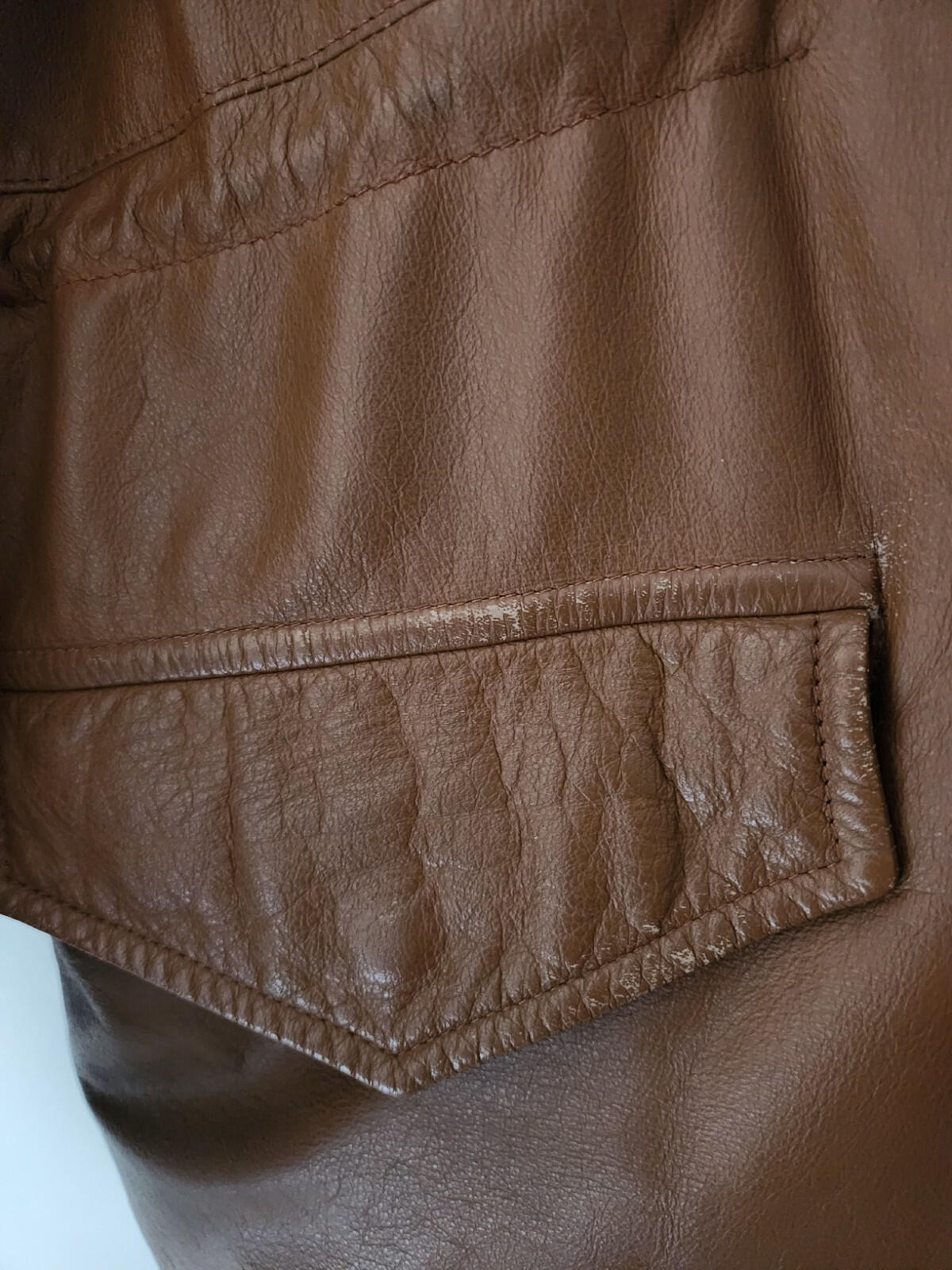 A BATHING APE Leather 90's M-65 jacket Brown Vintage Bape Cowhide Size L Large
