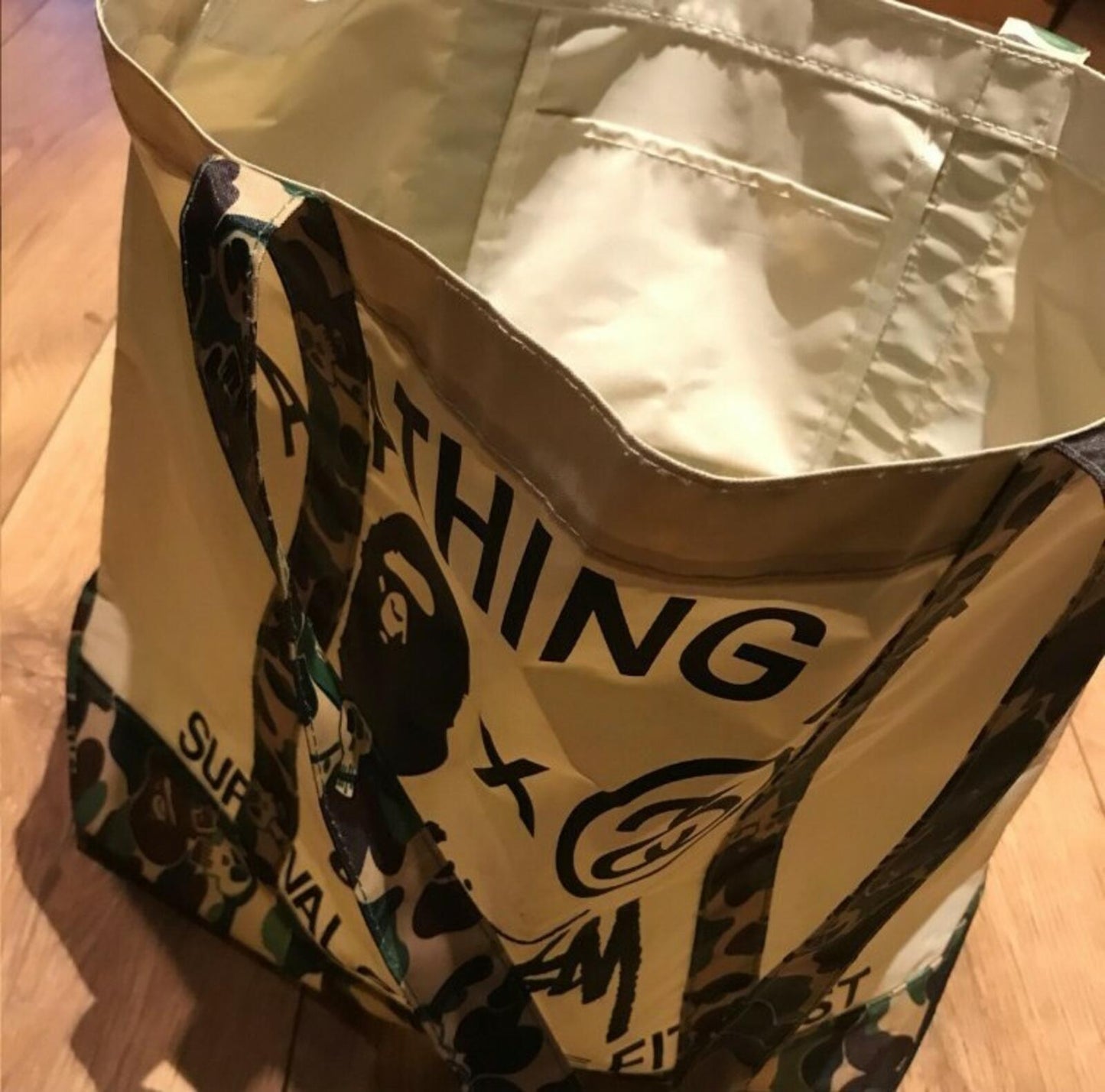 A BATHING APE x STUSSY tote bag Survival Of The Fittest Japan exclusive BAPE