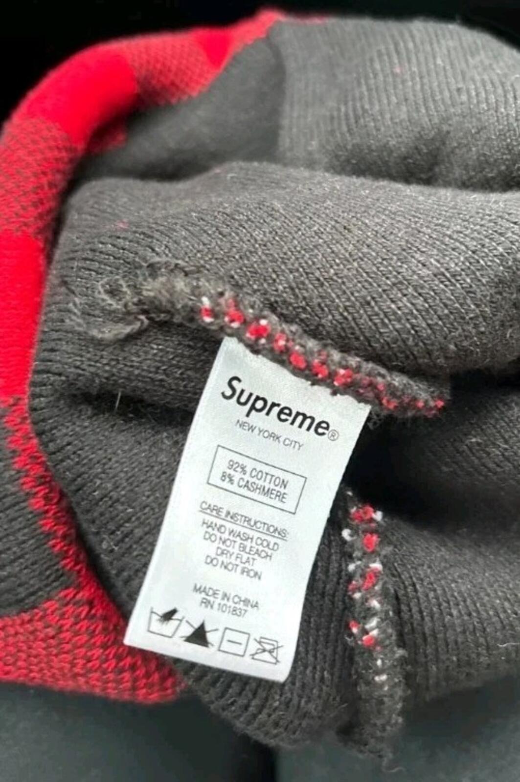 FW20 Supreme Big Logo Beanie Red Plaid Baumwolle Kaschmir Mütze