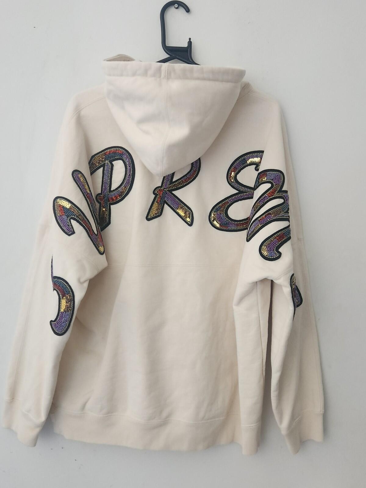 SS22 Supreme Beaded Hooded Sweatshirt Natural Size M