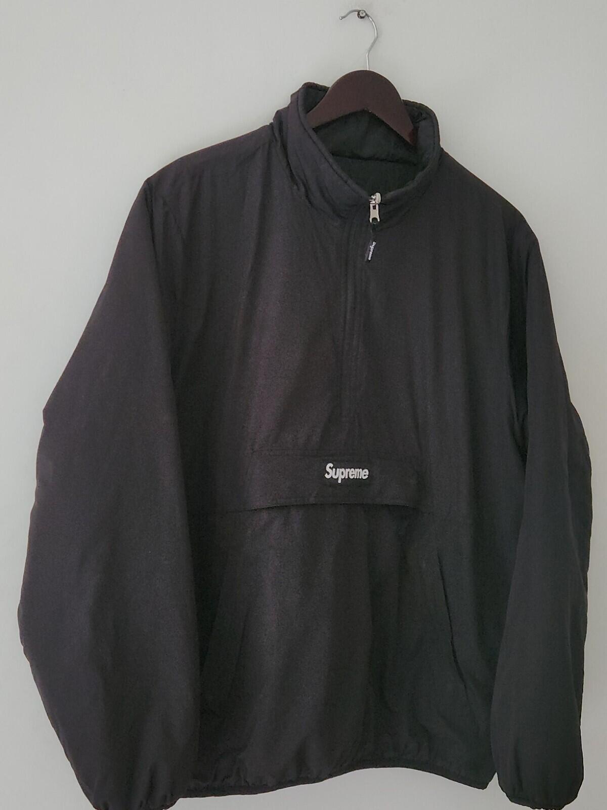 FW15 Supreme Reversible Pullover Puffer Jacket Größe L groß Seltene Jacke Schwarz