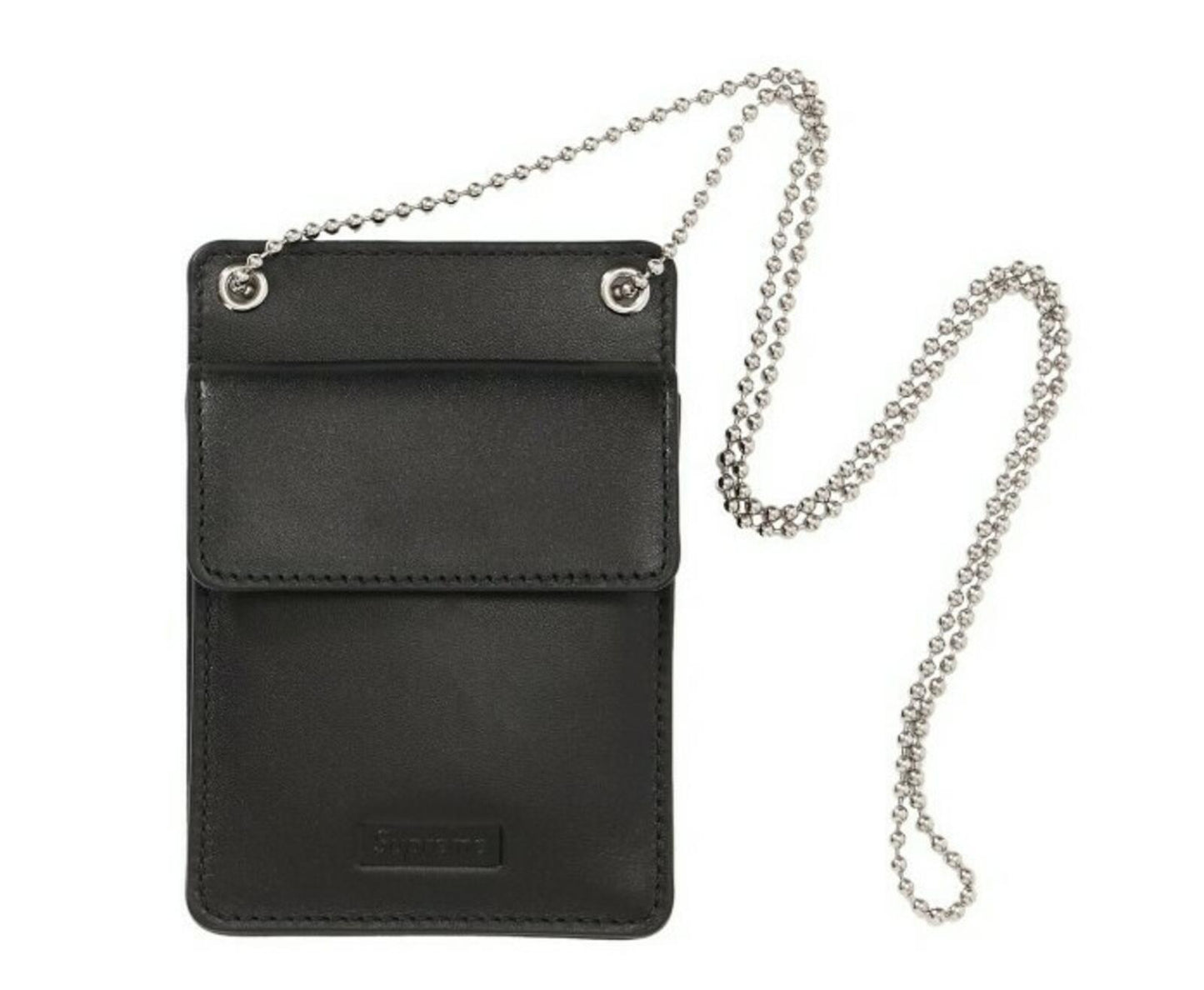 FW18 Supreme leather black ID holder small box logo wallet New Accessory