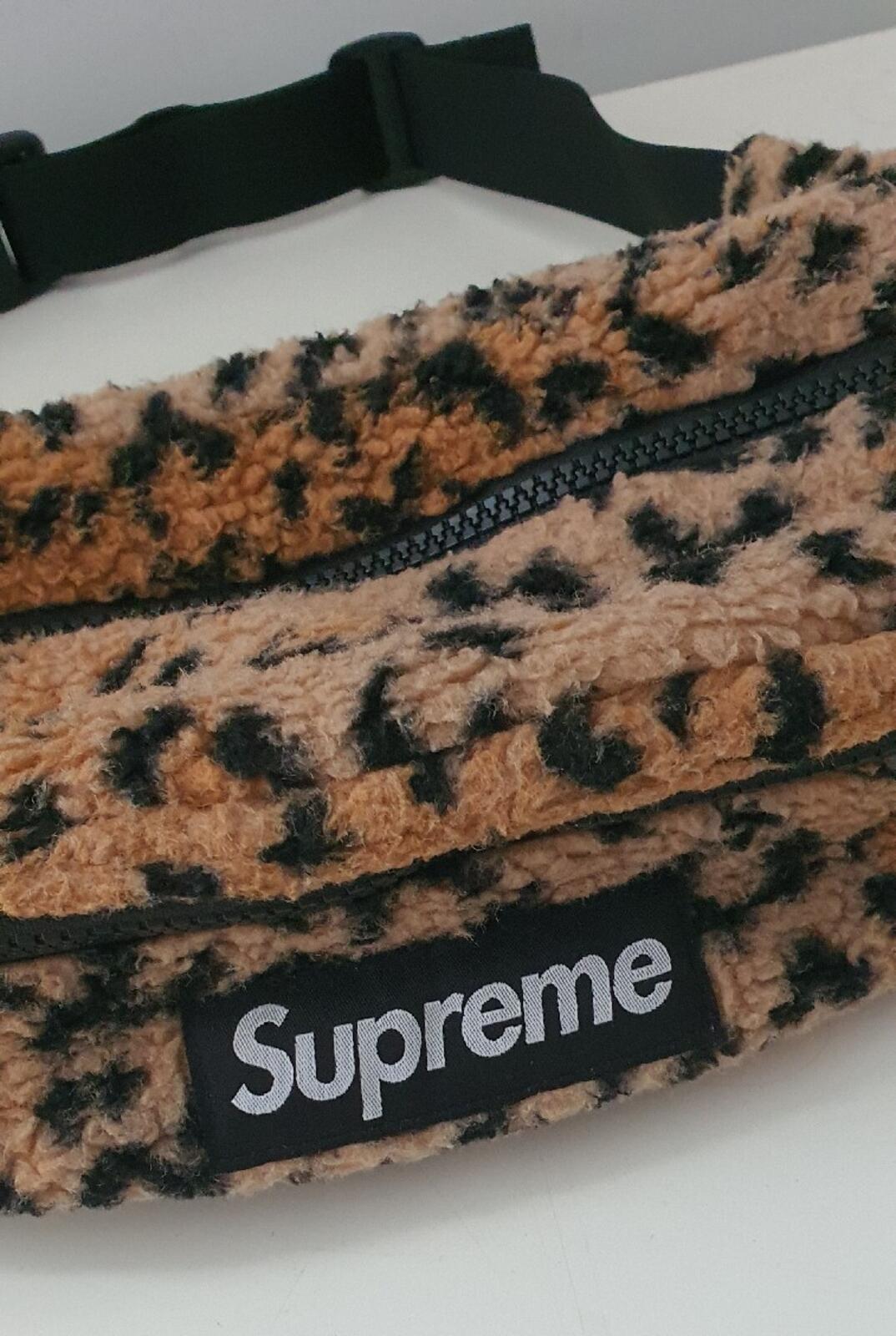 FW17 Supreme Leopard Waist Bag Yellow Belt Bum Bag Fleece Shoulder