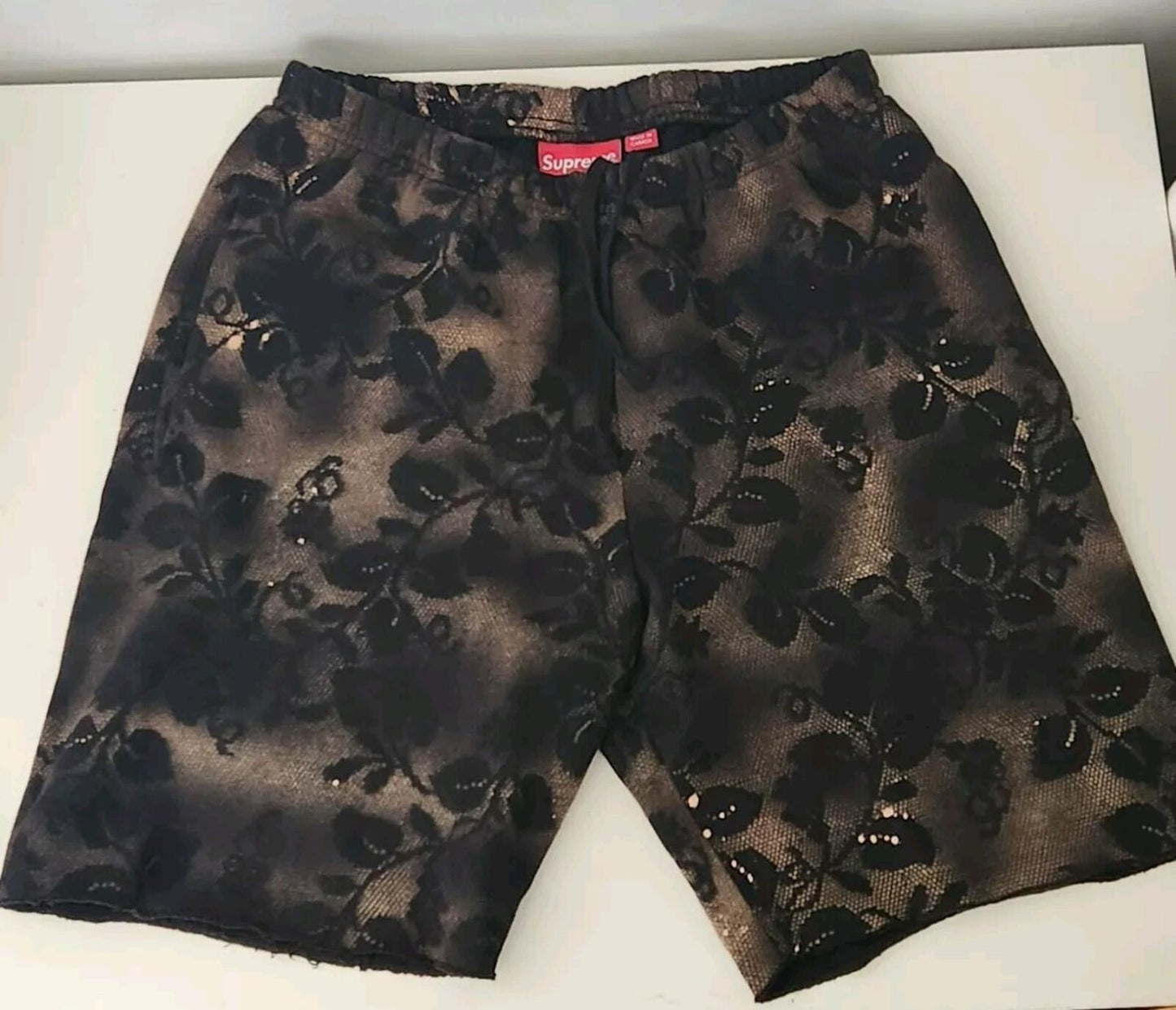 SS17 Bleached Lace Sweatshorts Schwarz Shorts Größe S kleine Shorts Baumwoll-Fleece