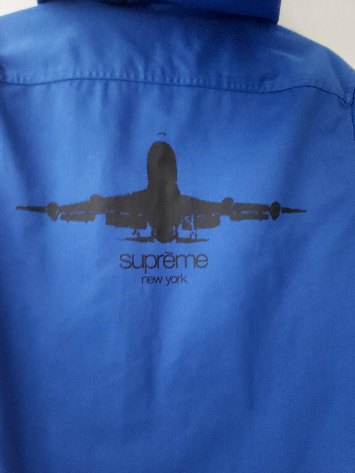 FW13 Supreme Hooded Twill Shirt Blue Size M