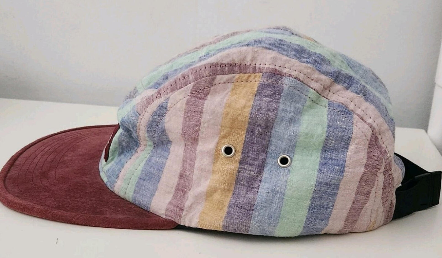 FW14 Supreme Striped Linen Suede Camp Cap 2014 Vintage