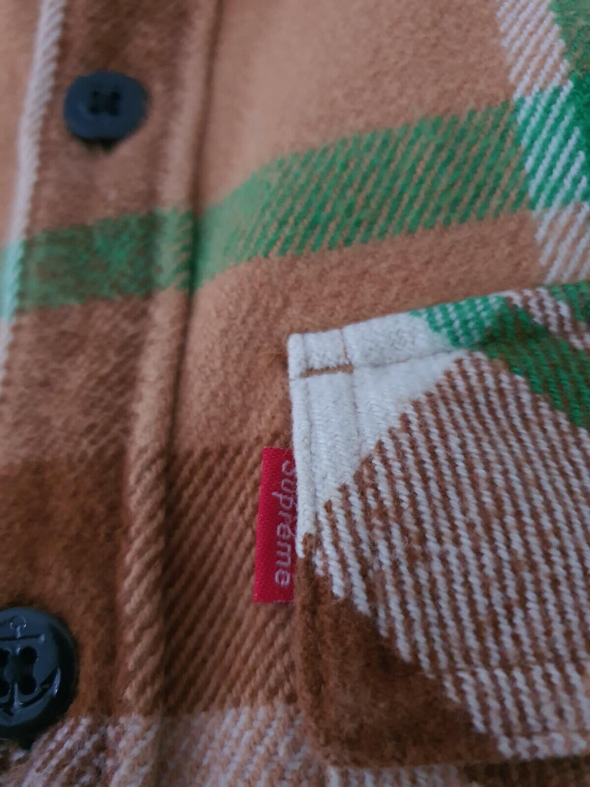 FW14 Supreme Heavyweight Plaid Flannel Hemd braun grün M mittelschwer Vintage