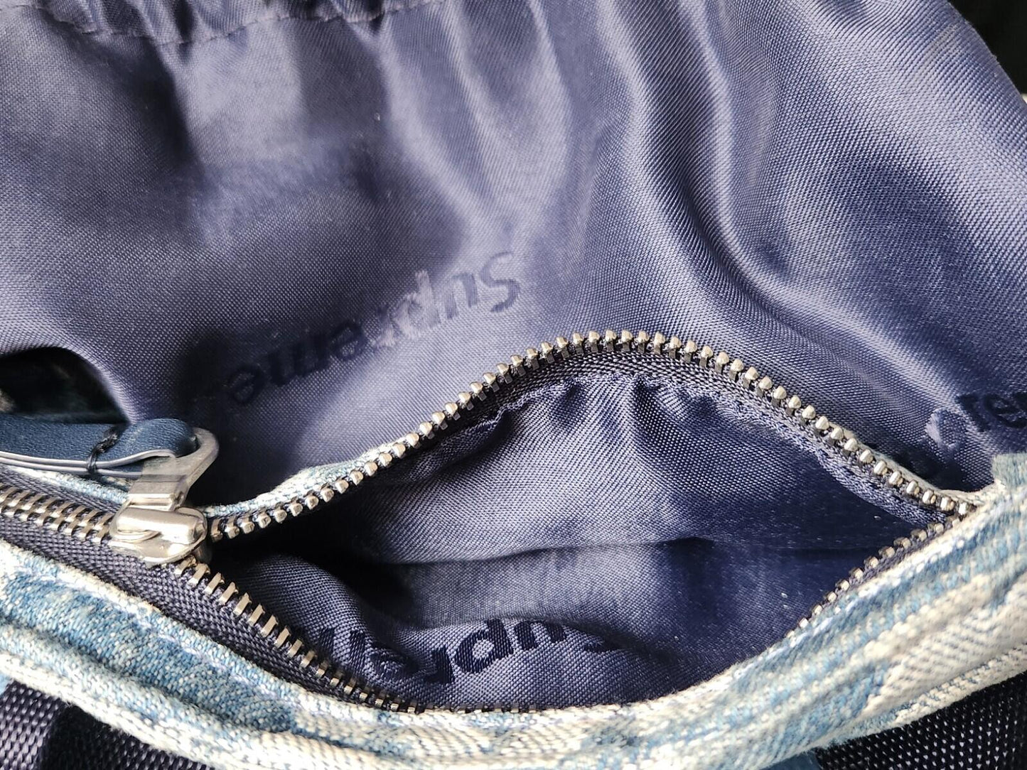 SS22 Supreme Fat Tip Jacquard Denim Backpack bag Blue
