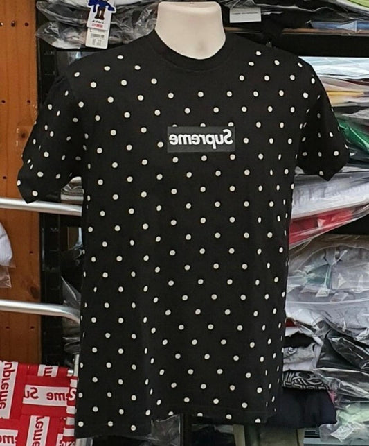 SS12 Supreme x Comme Des Garcons CDG Box Logo Polka Dot Tee negra mediana Vintage