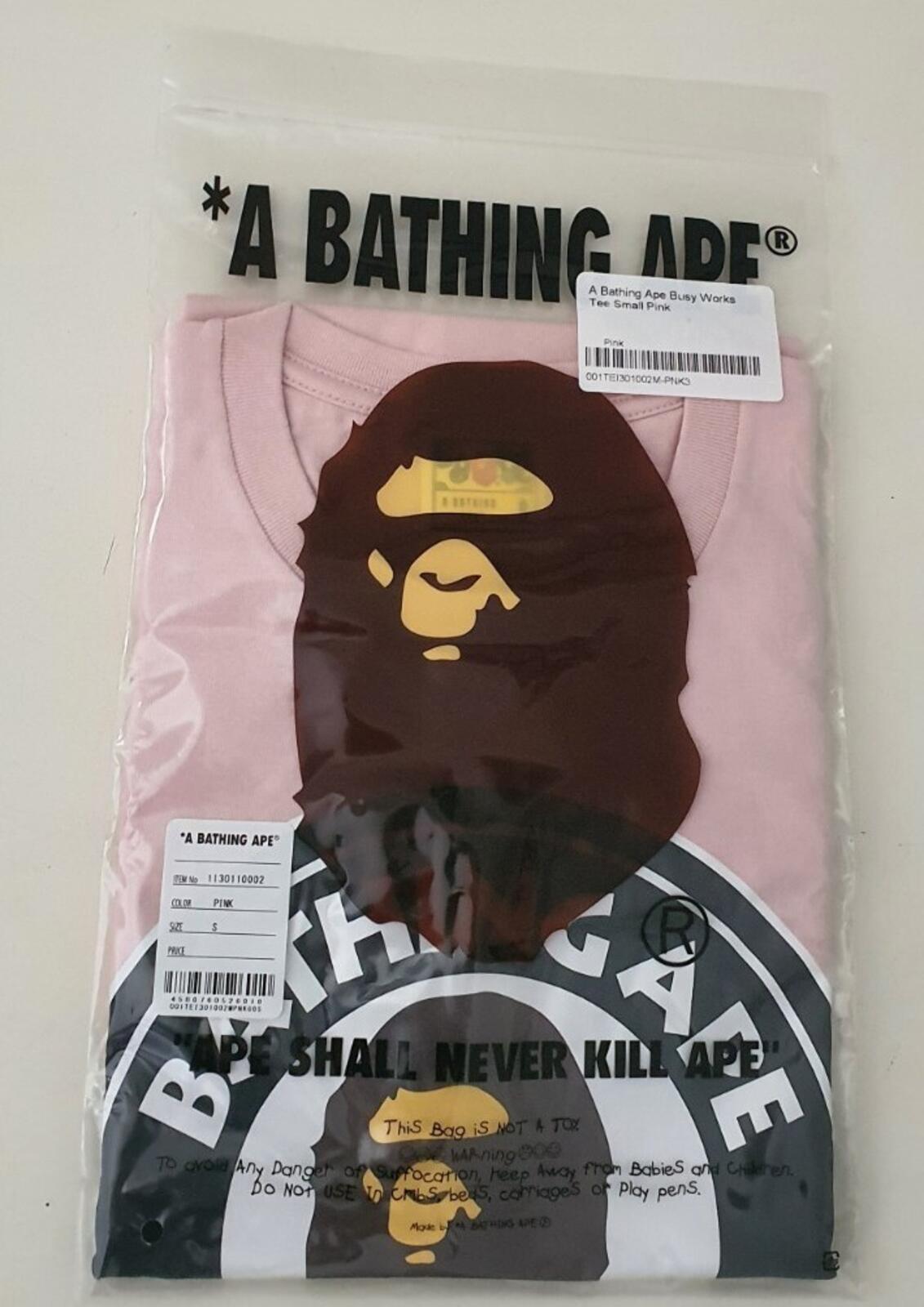 SS22 A BATHING APE Colors Busy Work tee size S small pink T-shirt BAPE New