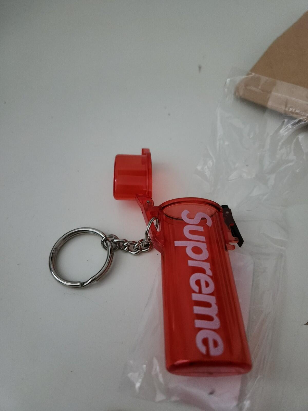 SS20 Supreme Waterproof Lighter Case Keychain Accessory Red Keyring Plastic New