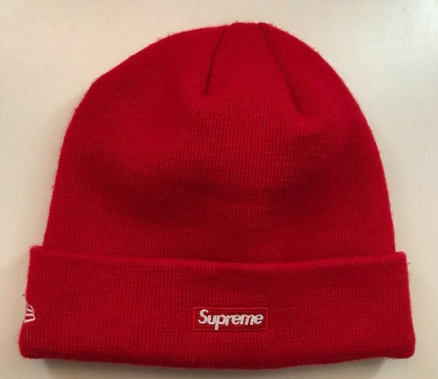 FW17 Supreme New Era S Logo red Beanie