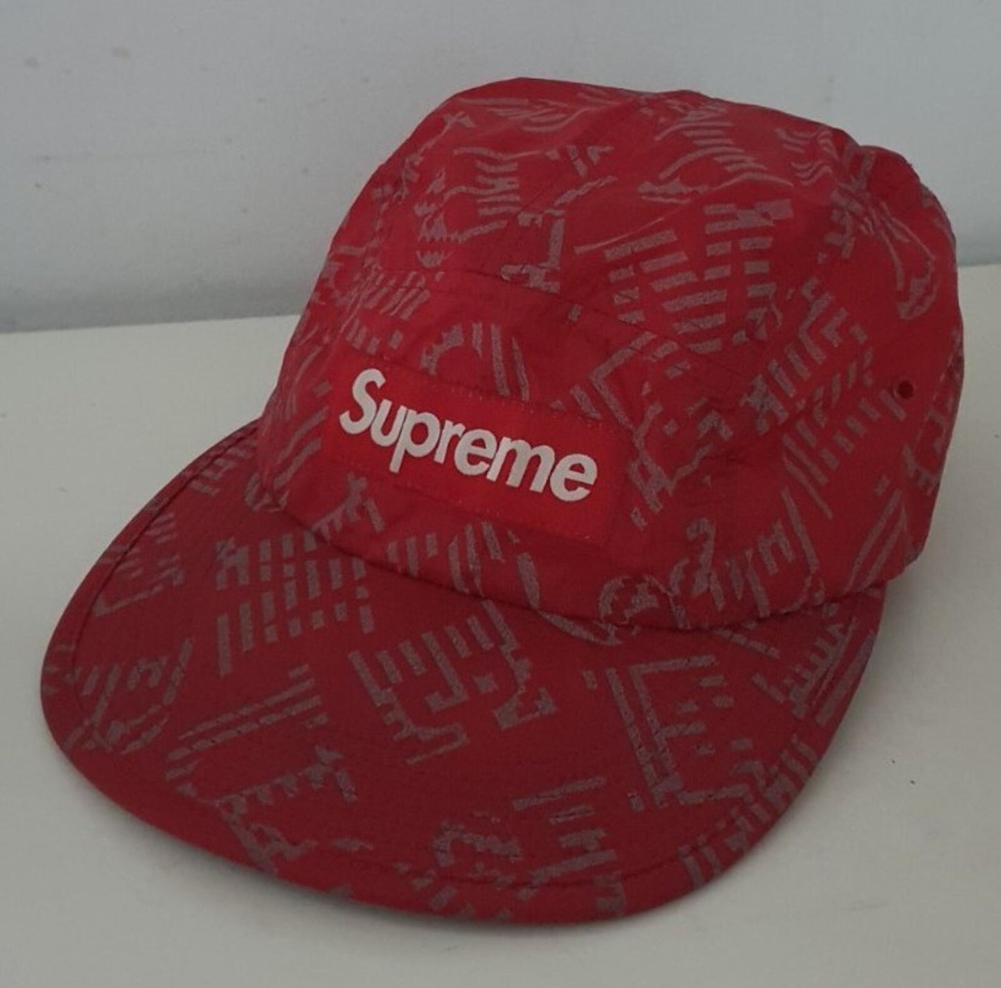 SS15 Supreme Reflective Soft Bill camp cap box logo red hat